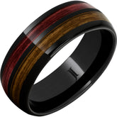 Double Barrel - Barrel Aged Black Diamond Ceramic Ring with Bourbon and Cabernet Inlays